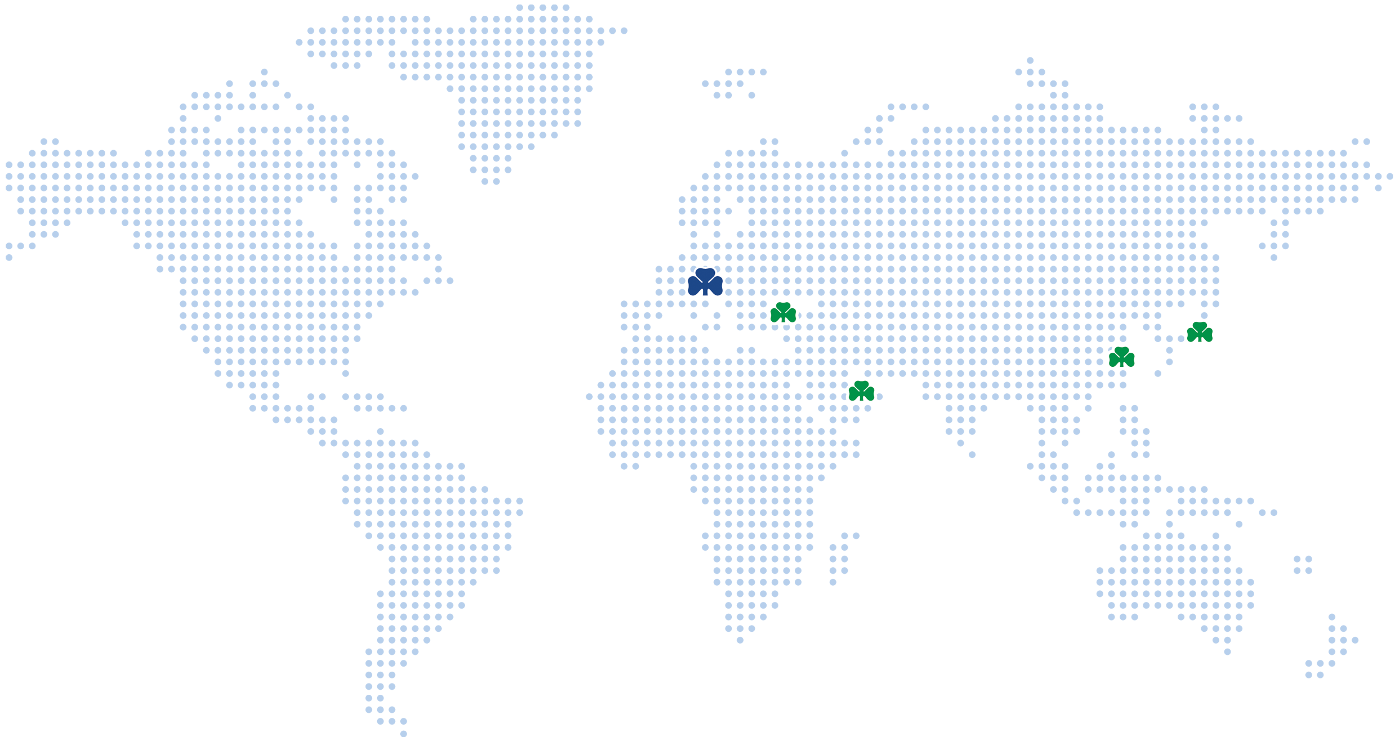 Kennzeichnung der MEGGLE Food Ingredients Standorte auf der Weltkarte